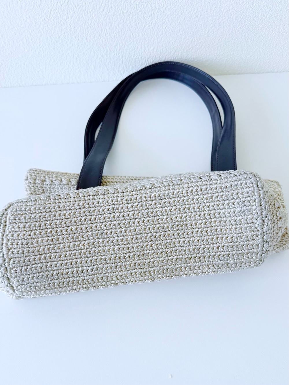 The Sak Vintage Crochet Boho Tote Bag - Cream Nylon String With Beaded Tassels - Picture 11 of 16